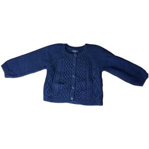 Baby Gap Navy Knit Cardigan Sweater Unisex Boy Girl Size 18-24M